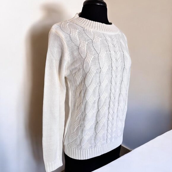 Pull Over Cream Knit Long Sleeve Sweater - Picture 4 of 6